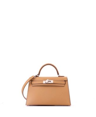 Kelly 20 Handbag Brown Epsom with Palladium Hardware