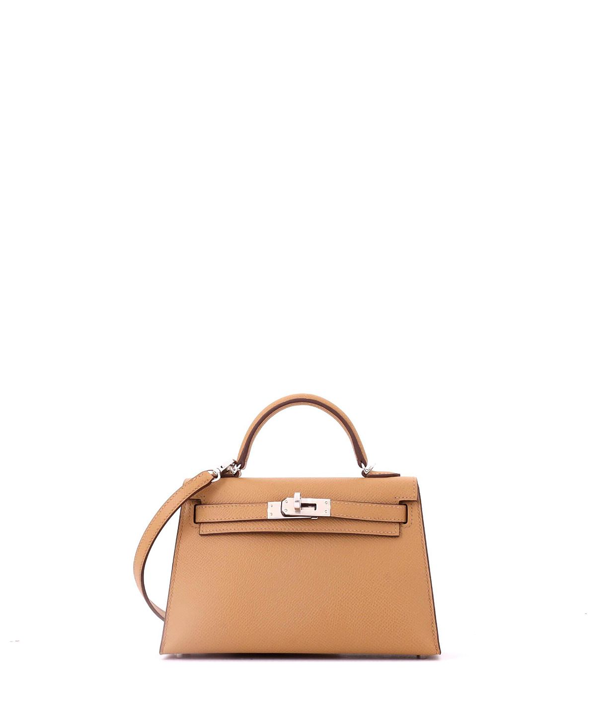 Pre-Owned HERMES Kelly 20 Handbag Brown Epsom with Palladium Hardware