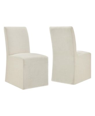  Aster Slub Weave Fabric Slipcovered Dining Chairs, Set of 2