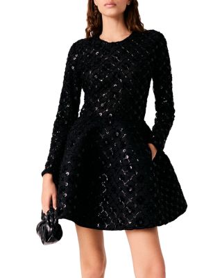 Maje Royalvelours Velvet Rhinestone Mini Dress
