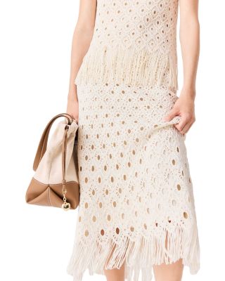 Jovale Fringed Crochet Midi Skirt