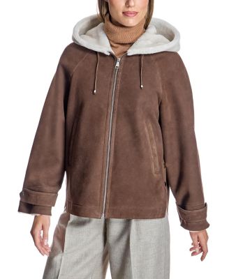  Two-tone Hooded Shearling Jacket
