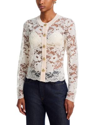 Selina Mesh Lace Crewneck Cardigan