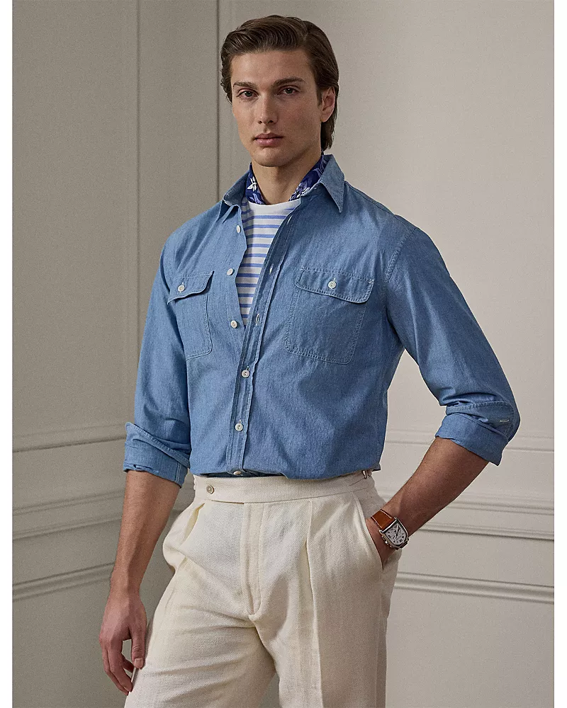 Ralph Lauren Purple Label Washed Chambray Regular Fit Shirt