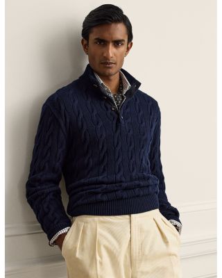 Cable Knit Cashmere Mockneck Sweater