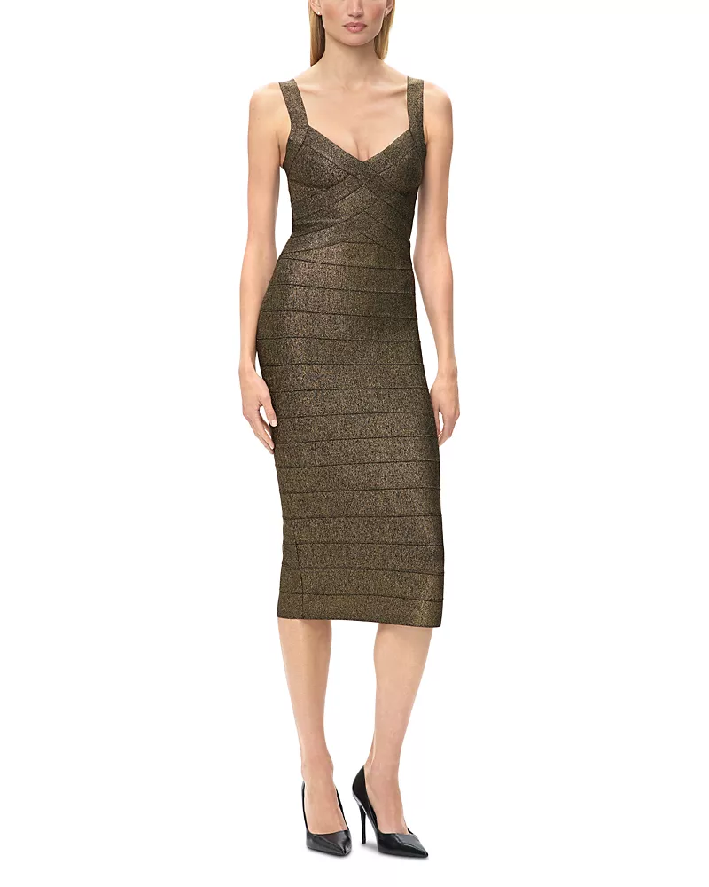 Herve Leger La Soiree Metallic Bandage Dress