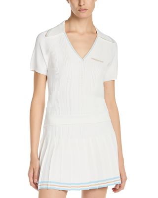 Casablanca Tennis Ribbed Short Sleeve Polo Shirt