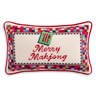 Merry Mahjong Needlepoint Pillow