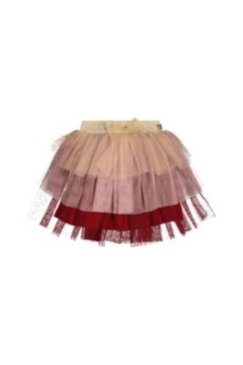 Girls' Multi Layer Glittering Mesh Bow Waist Tiered Skirt - Big Kid