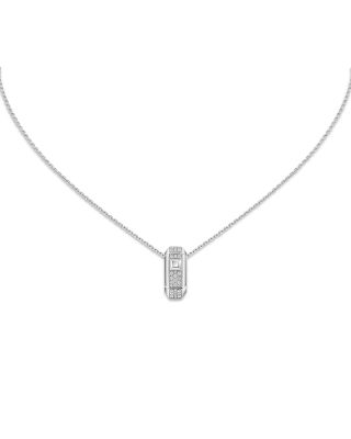 Messika 18K White Gold Moderniste Diamond Pav"&eacute; Hexagon Pendant Necklace, 0.15 tcw
