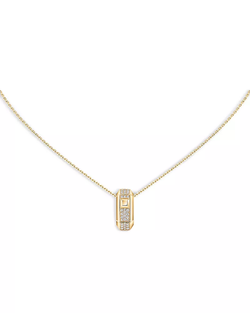 Messika 18K White Gold Moderniste Diamond Pave Hexagon Pendant Necklace, 0.15 tcw