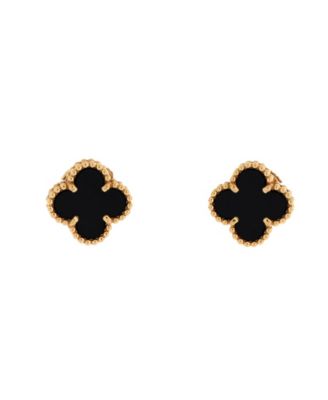  Sweet Alhambra Stud Earrings 18K Gold and Onyx