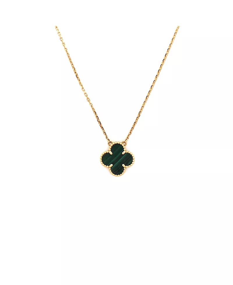 Pre-Owned Van Cleef & Arpels Vintage Alhambra Pendant Necklace 18K Gold and Malachite, 16.25