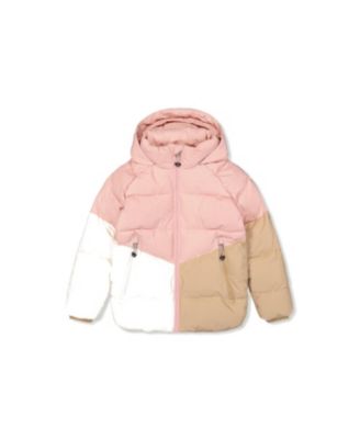 Girls' Color Block Hooded Fleece Lined Winter Jacket - Big Kid