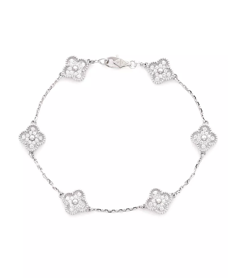 Pre-Owned Van Cleef & Arpels Sweet Alhambra 6 Motifs Bracelet 18K White Gold and Diamonds