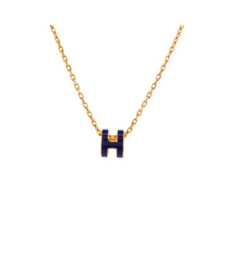 Mini Pop H Pendant Chain Necklace Metal and Enamel, 16"