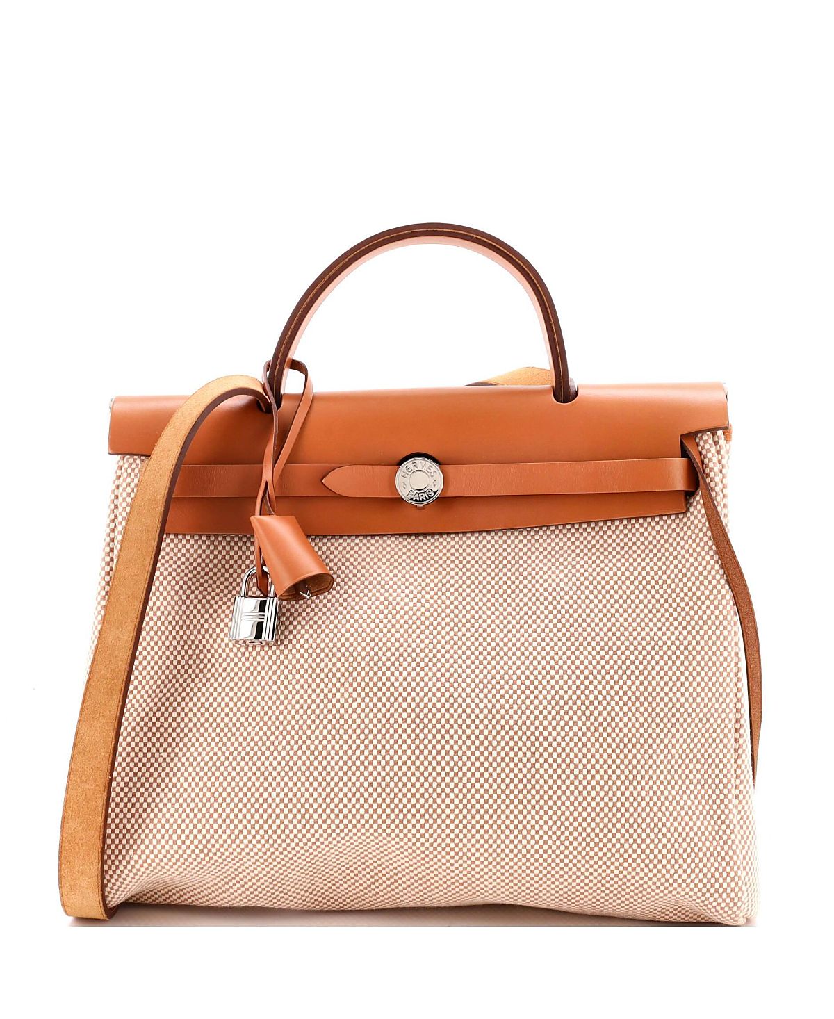 Pre-Owned HERMES 31 Herbag Zip Criss Viking Toile and Leather
