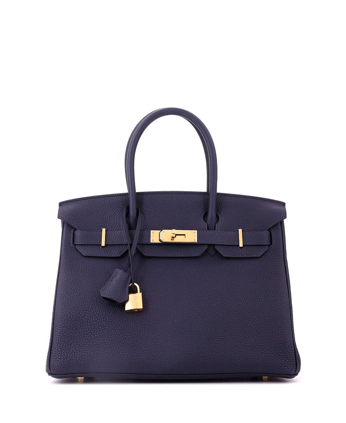 Pre-Owned HERMES Birkin 30 Handbag Blue Togo with Gold Hardware