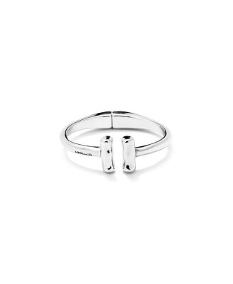 Rigid Sterling Silver-Plated Bracelet with Two Tubes at the Ends