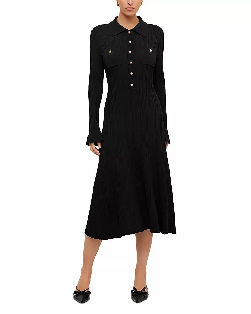 Fifteen Twenty Ellie Ribbed Button Front Sweater Dress
