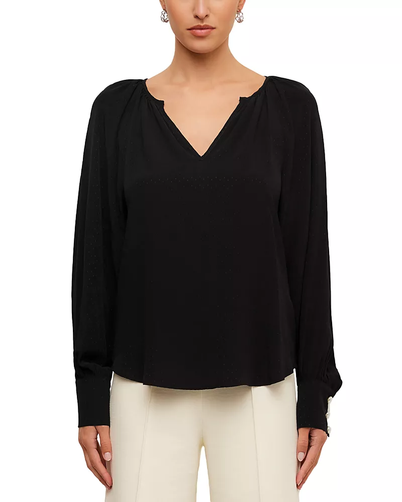 Fifteen Twenty Nica Dot Jacquard Peasant Top