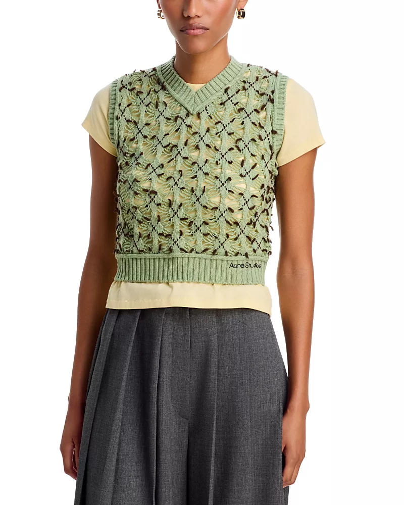 Acne Studios Wool Cropped V Neck Sweater Vest