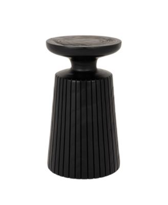  Black Paulownia Wood Planter and Pedestal End Table