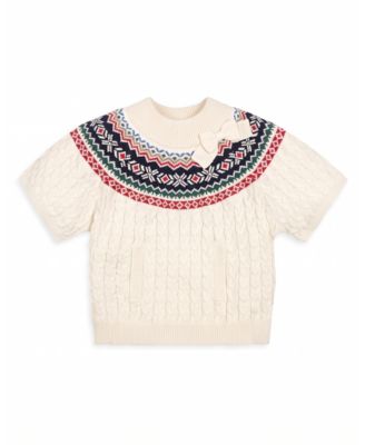 Girls' Organic Fair Isle Cable Sweater - Little Kid, Big Kid