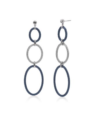  Blueberry and Grey Triple Oval Drop Earrings