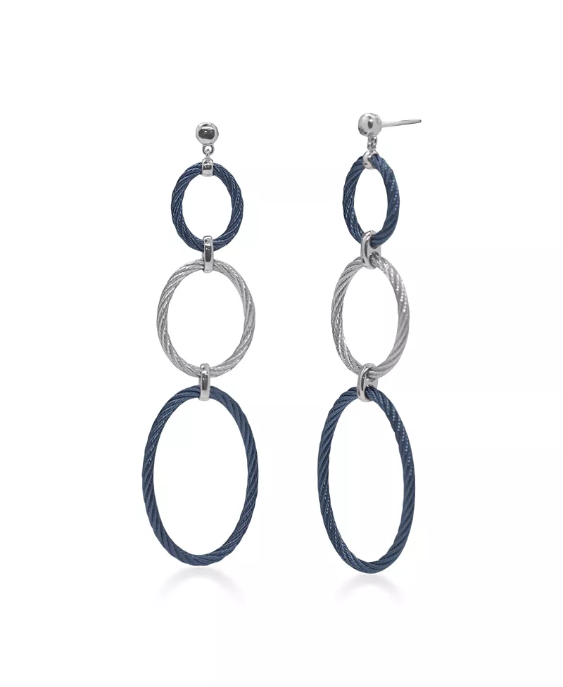 Alor Blueberry and Grey Triple Oval Drop Earrings