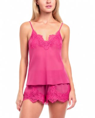 Lace Trim Chiffon Cami & Shorts Pajama Set