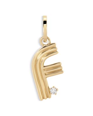 14K Yellow Gold Diamond Groovy Initial Pendant, 0.06 tcw