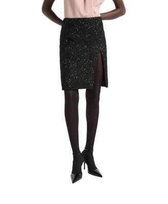  Sequinned Tweed Midi Skirt