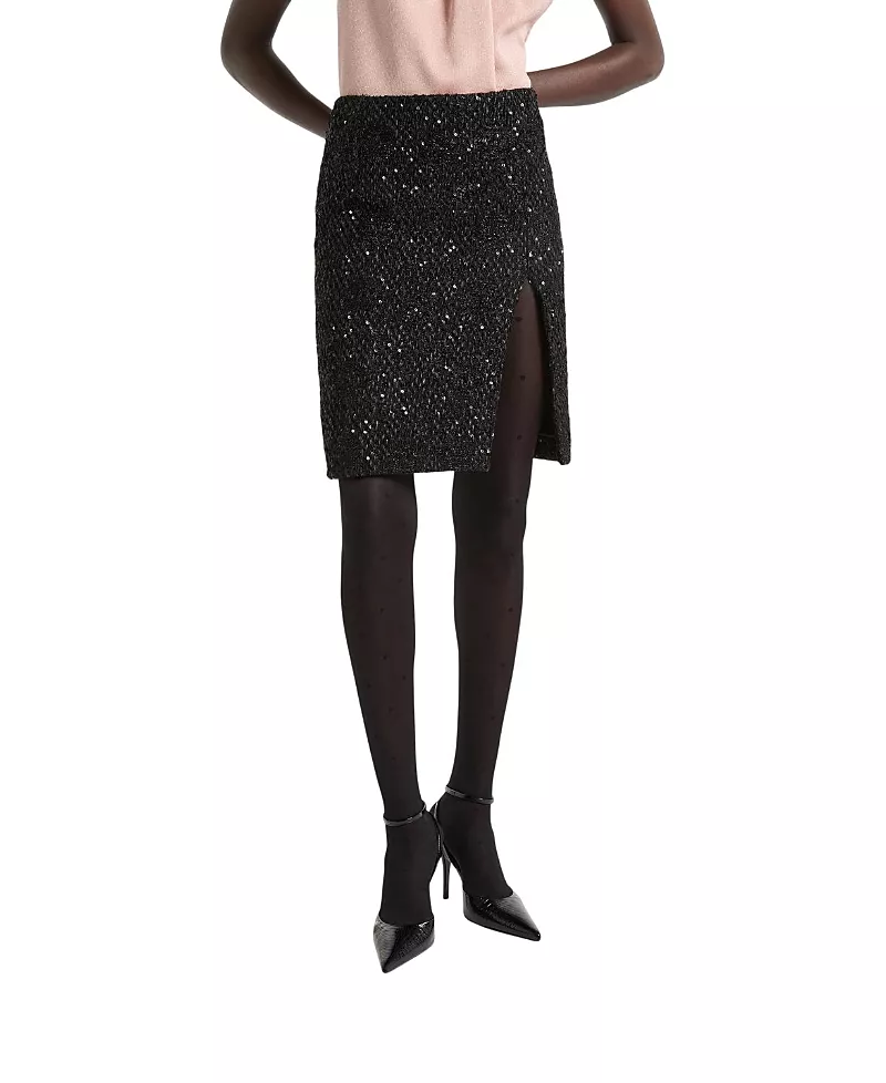 Balmain Sequinned Tweed Midi Skirt