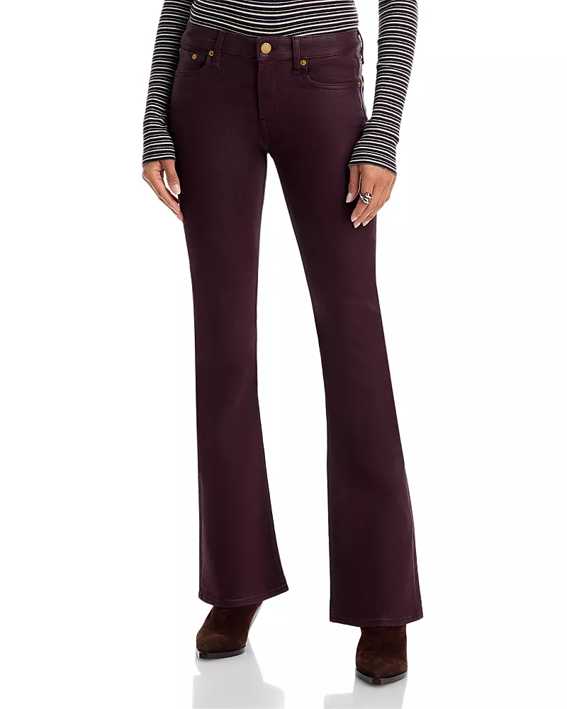 rag & bone Flexi Kinsley High Rise Bootcut Jeans in Coated Burgundy