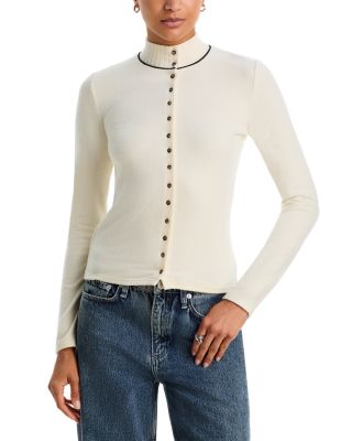 Knit Brushed Fitted Mock Neck Cardigan