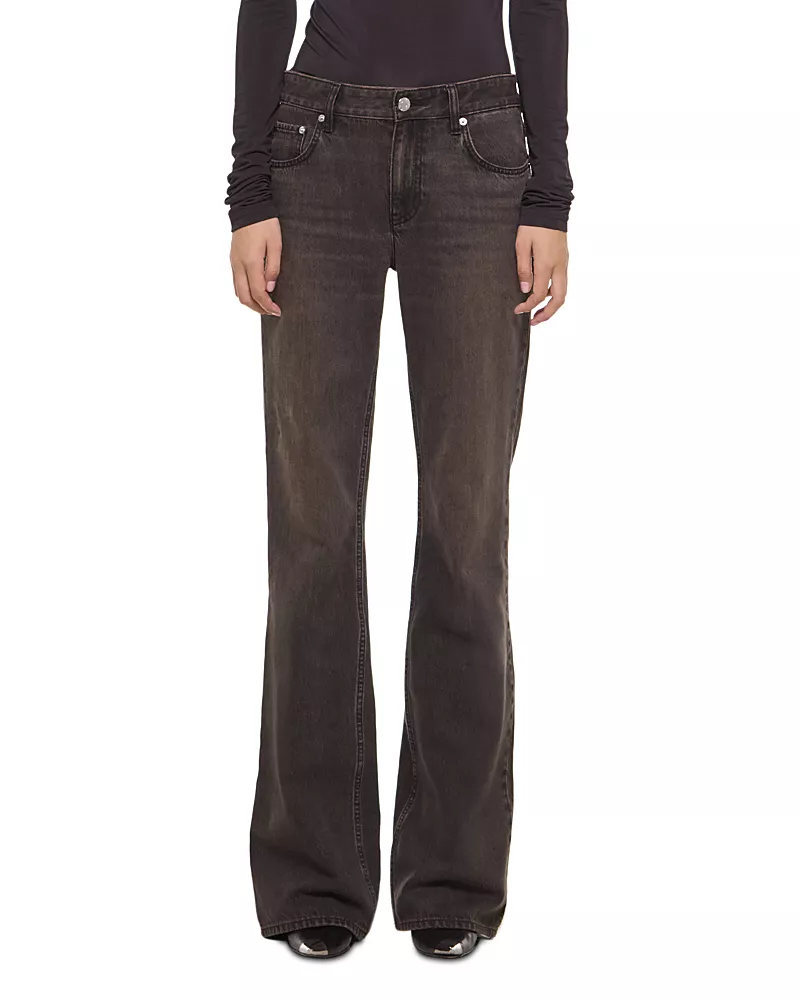 Helmut Lang Gallery High Rise Slim Bootcut Jeans in Tinted Vintage Brown