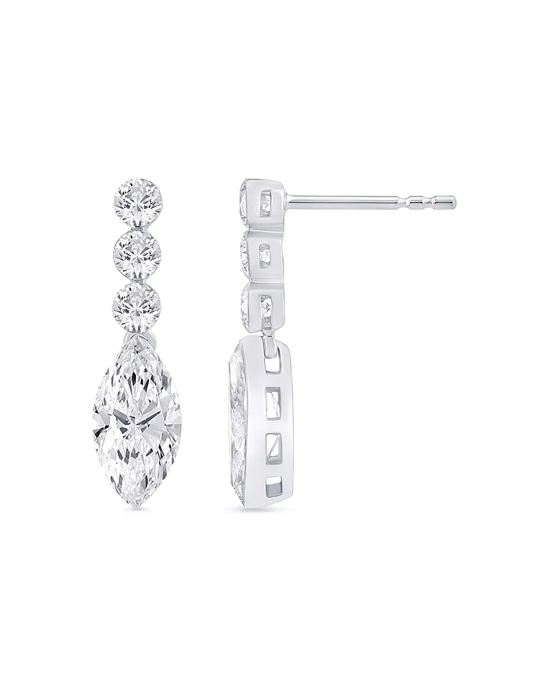 Bloomingdale's Fine Collection Certified Lab Grown Diamond Round & Marquise Cut Dangling Earrings in 14K White Gold, 2.60 tcw