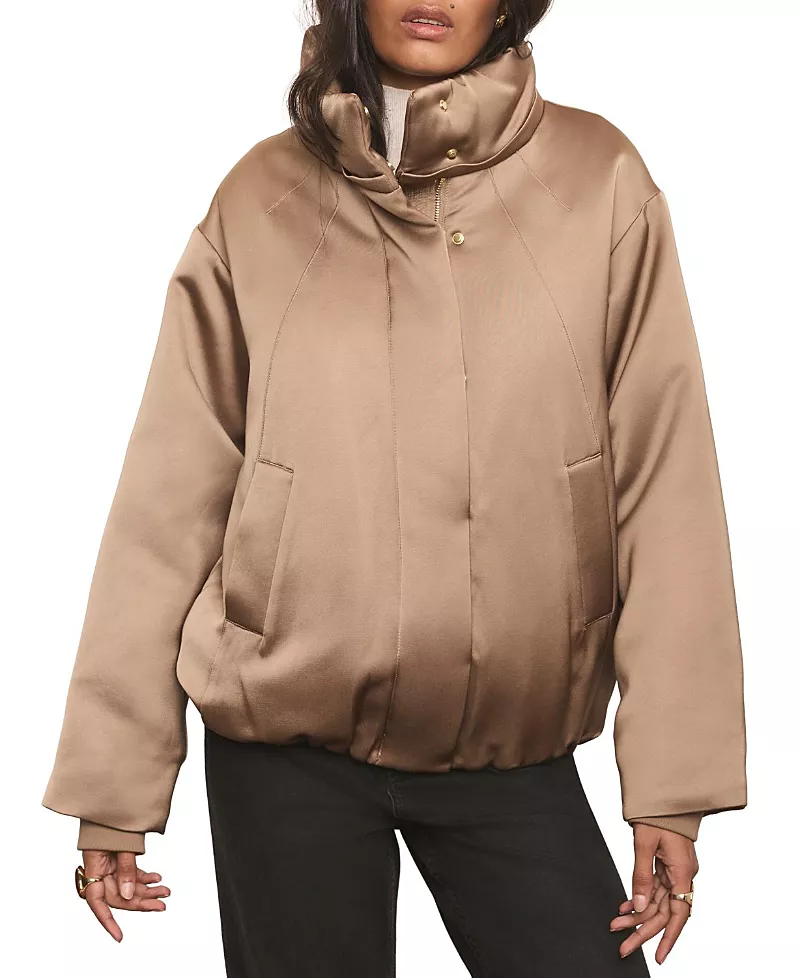 Mint Velvet Women's Satin Funnel Neck Bomber Jacket