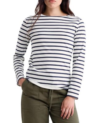  Sailor Boat Neck Long Sleeve Top