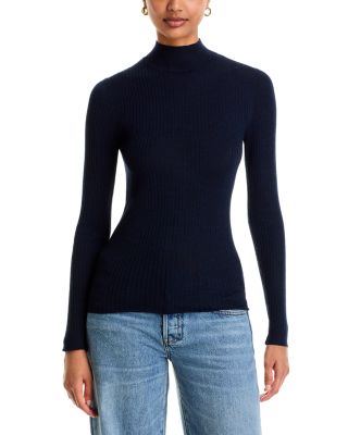 Merino Wool Rib Knit Turtleneck Sweater