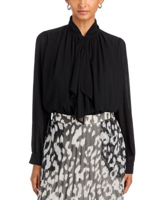 Tie Front Long Sleeve Blouse