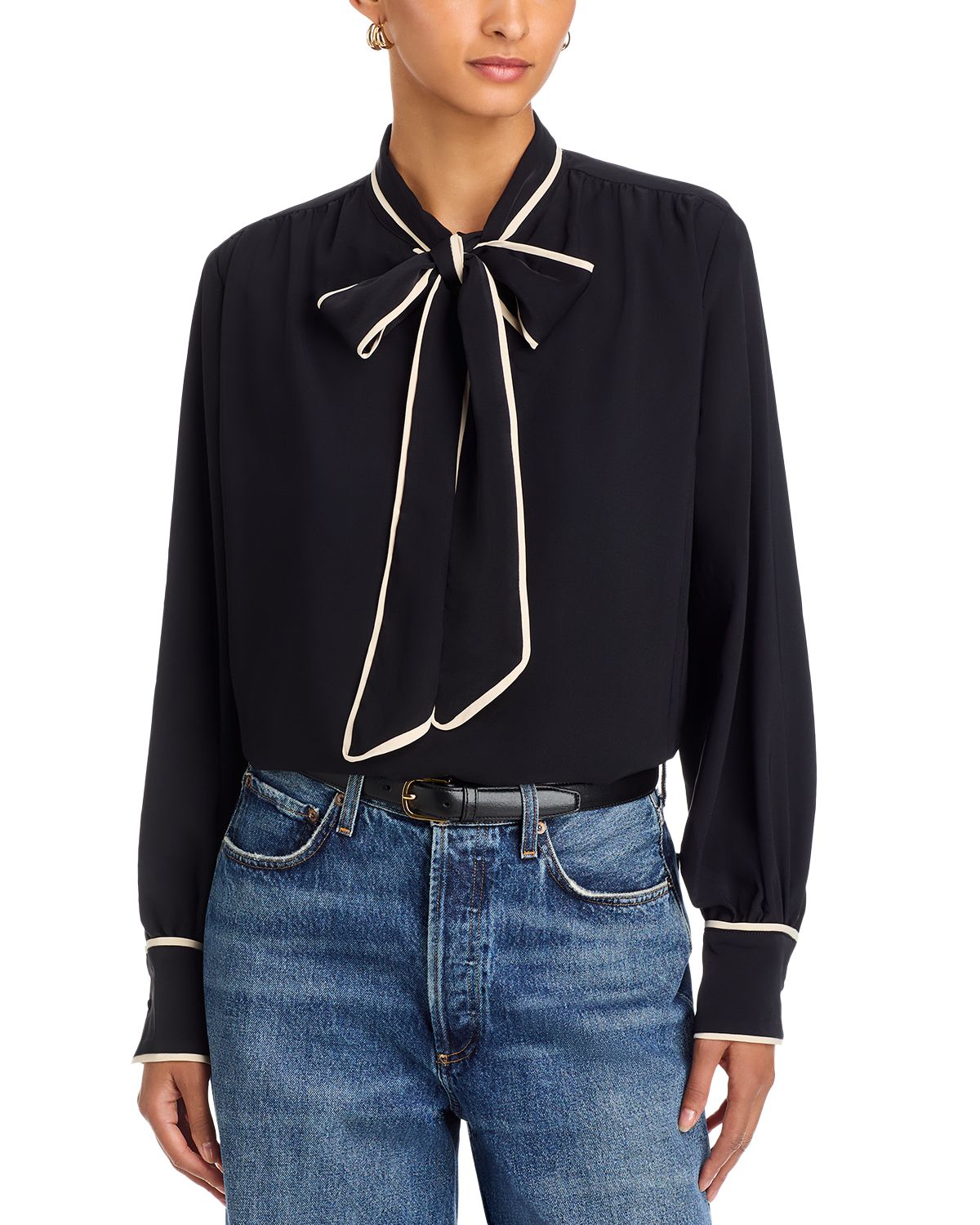 Soft Bow Tie Neck Top - angle 1