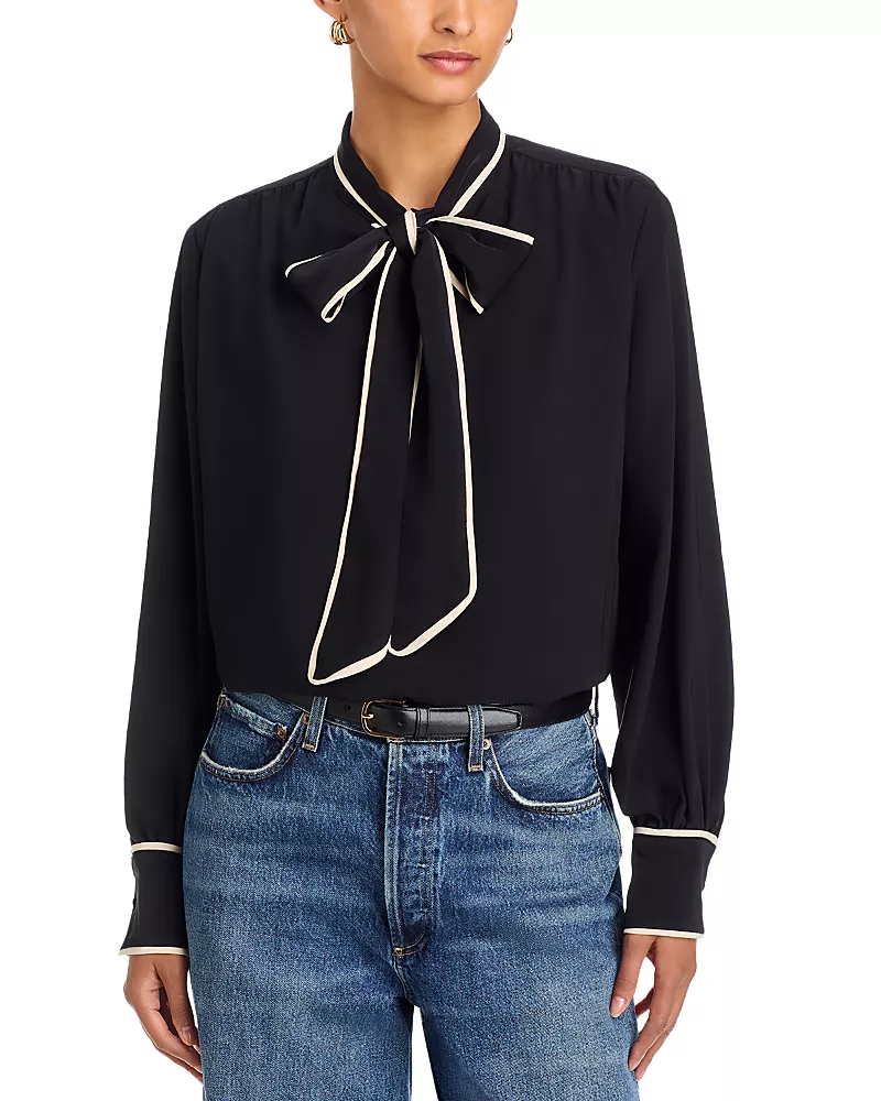 Area Stars Soft Bow Tie Neck Top