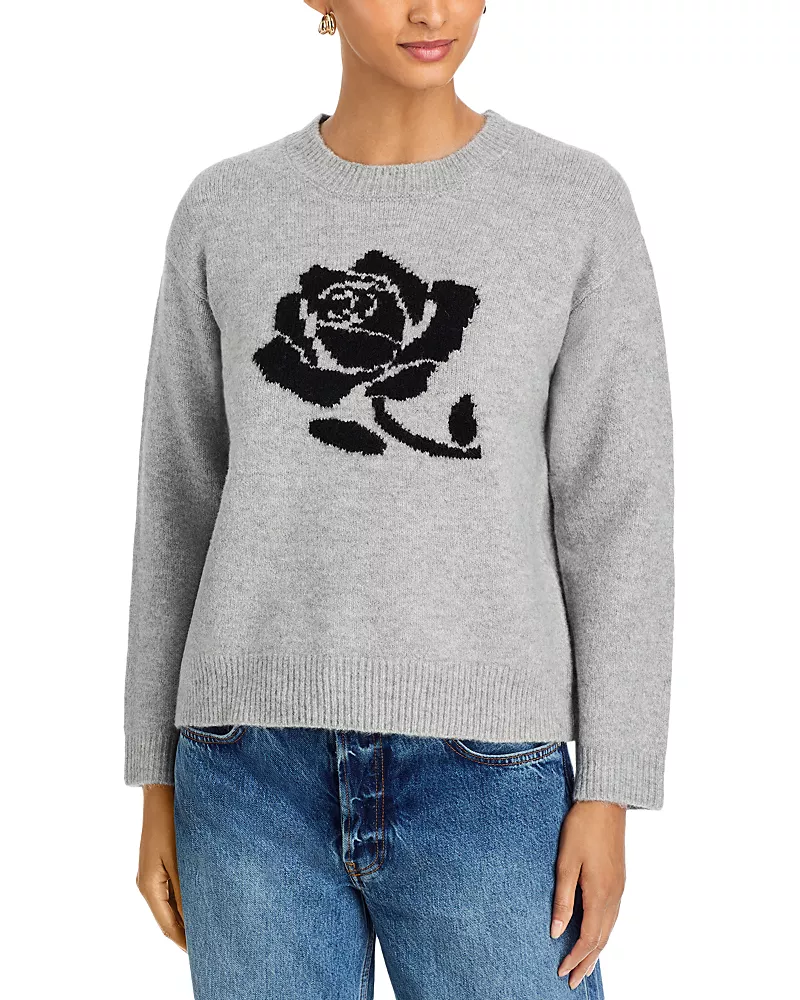 Single Thread Placed Rose Crewneck Sweater