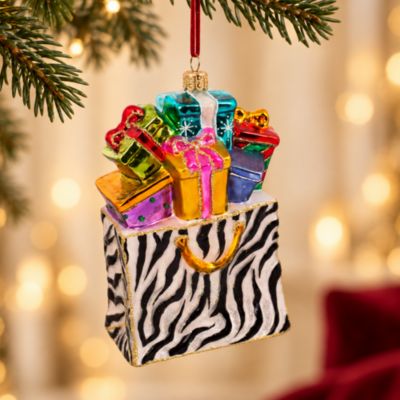 Holiday Shopping in Style Glass Ornament