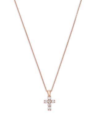 Diamond Mini Cross Pendant Necklace in 14K Gold, 0.20 tcw