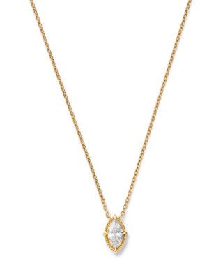 Diamond Solitaire Marquise Cut Pendant Necklace in 14K Yellow Gold, 0.33 tcw