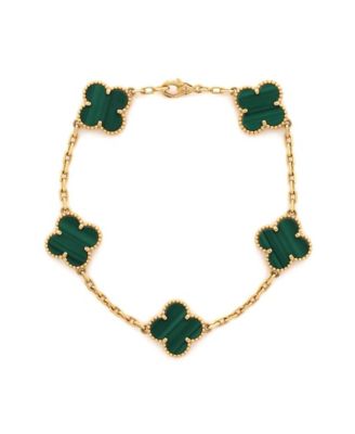  Vintage Alhambra 5 Motifs Bracelet 18K Gold and Malachite
