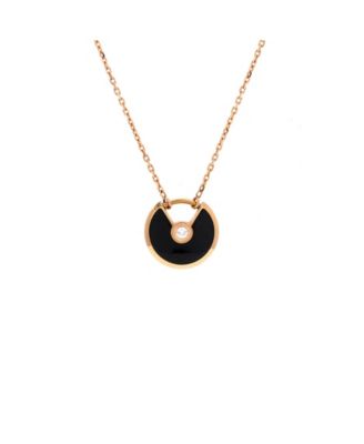  XS Amulette de Cartier Pendant Necklace 18K Rose Gold with Onyx and Diamond, 16.5"